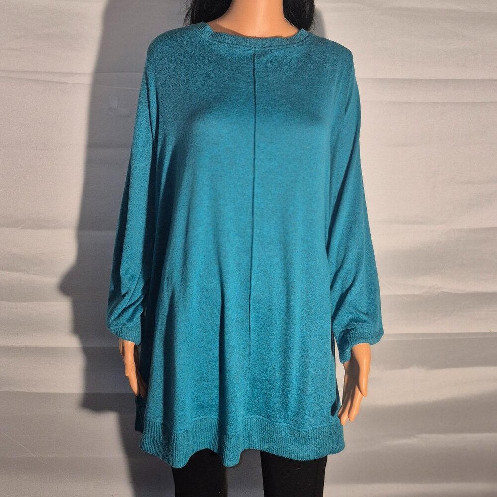 D & CO. active oversized stylish Long sweater, Turquoise in size 2XL